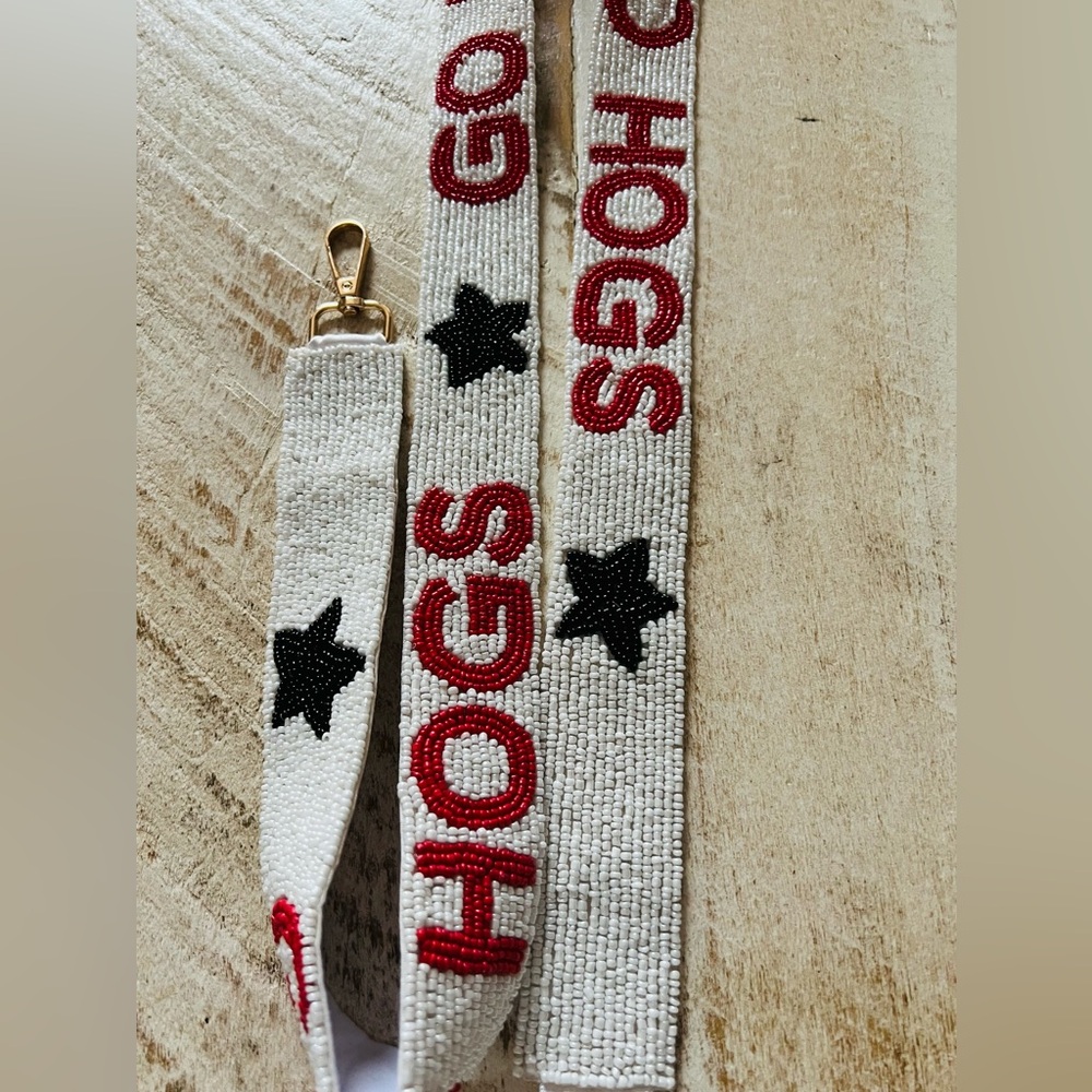 Razorback Beaded Hogs Purse Strap Arkansas Go Hogs Collegiate Game Day w…